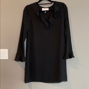 Black ruffled shift dress
